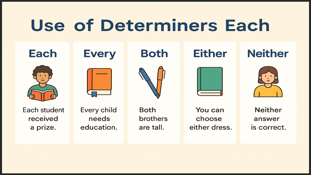 Use of Determiners Each Every Both Either Neither