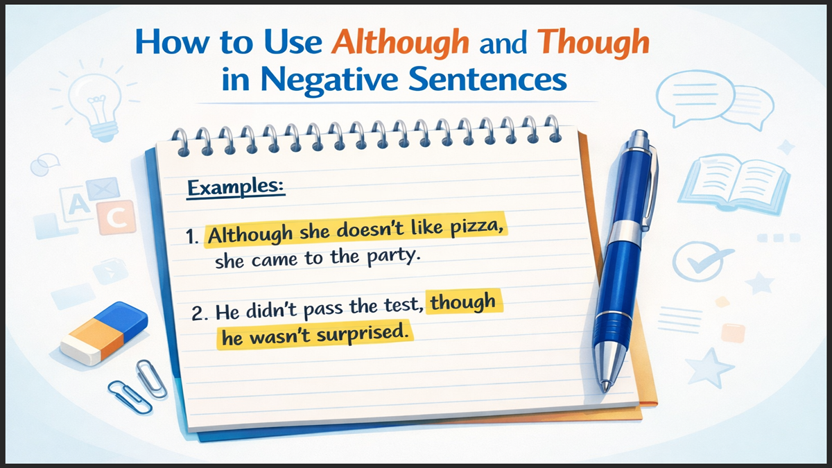 How to Use Although and Though in Negative Sentences