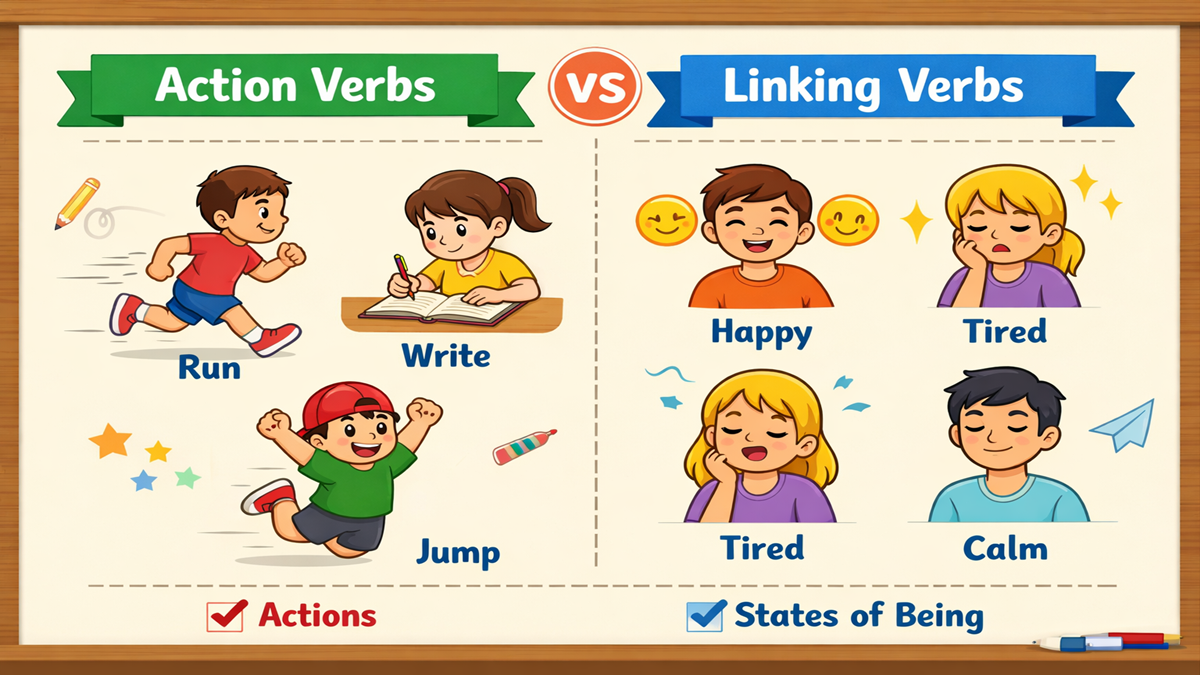 Action Verbs vs Linking Verbs Examples