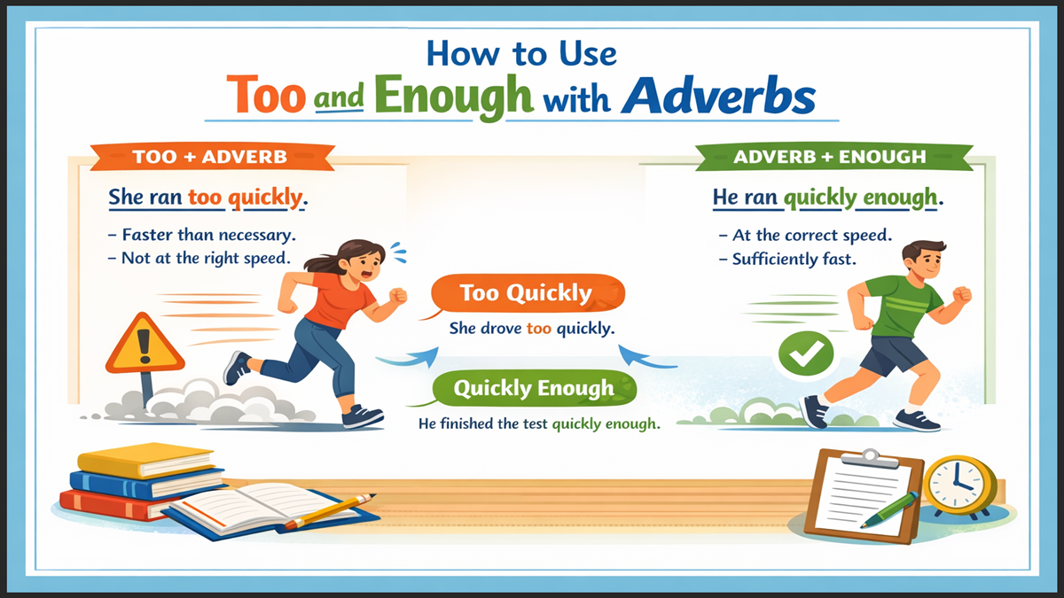 How to Use Too and Enough with Adverbs