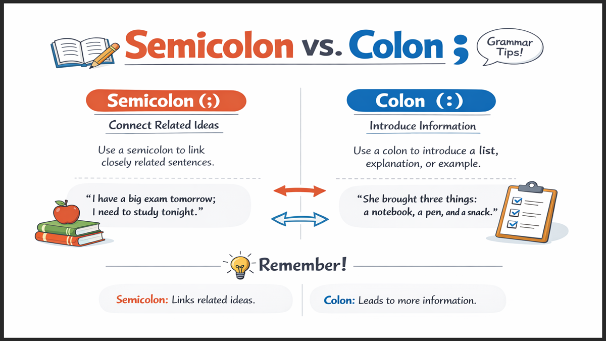 When to Use a Semicolon vs a Colon with Examples