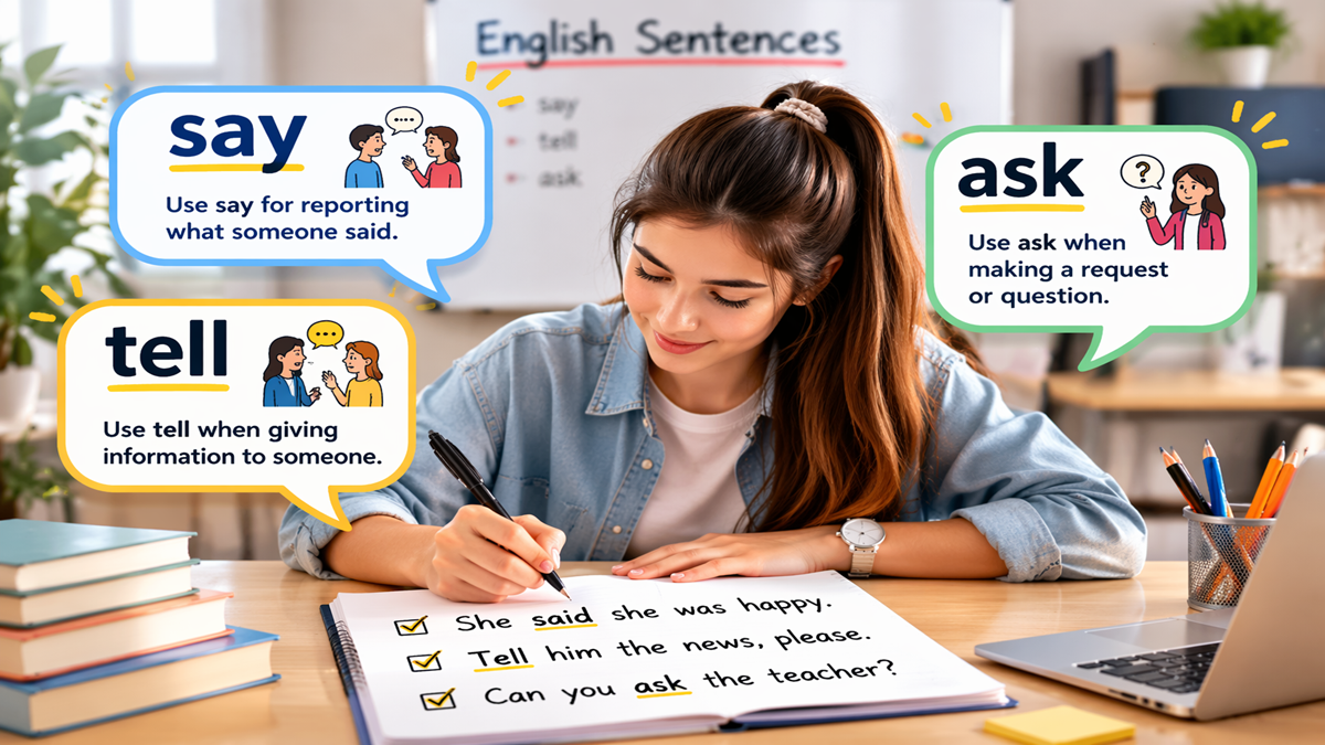 Reporting Verbs Like Say Tell Ask in English