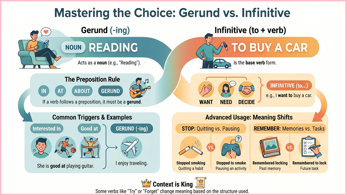 Gerund vs Infinitive: When to Use Which?