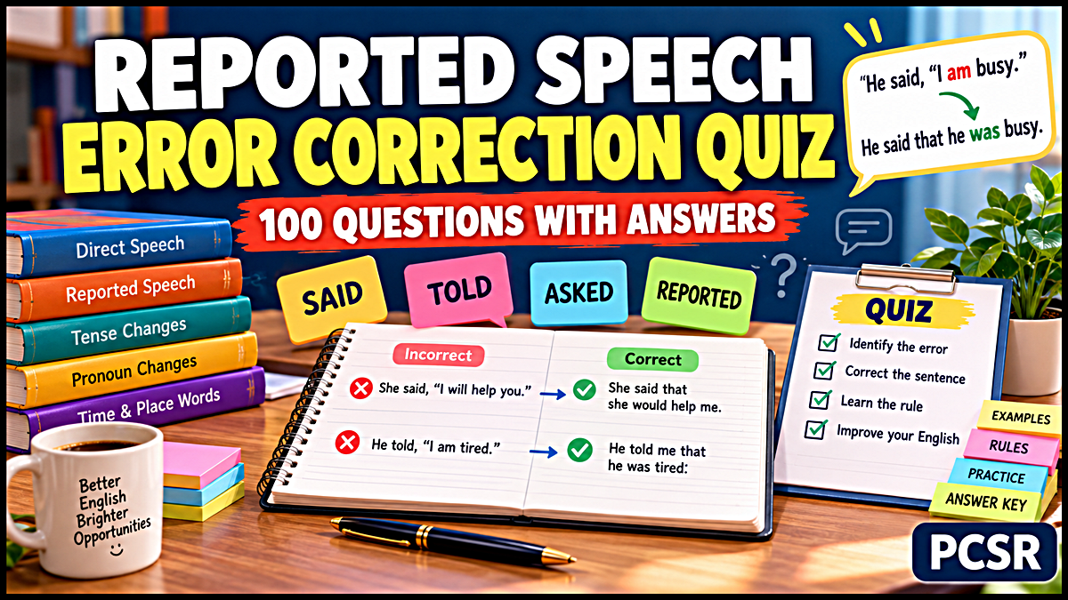 Reported Speech Error Correction Quiz